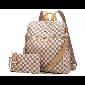 Checkered backpack purse